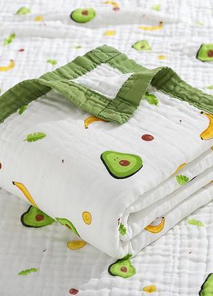 Плед детский муслиновый 6-слойный 110х110см "авокадо" для новорожденных