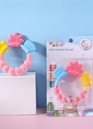 Погремушка-прорезыватель hada bear, розовый