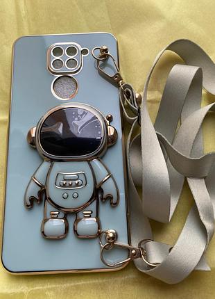 Чохол кроссбоді з ремінцем xiomi redmi note 9 зелений з космонавтом