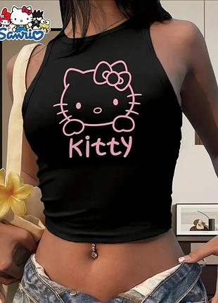 Чорний топ з hello kitty