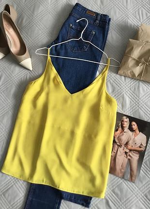 Стильная блуза свободного кроя на тонких бретелях в размере 16 в лимонном 🍋цвете
