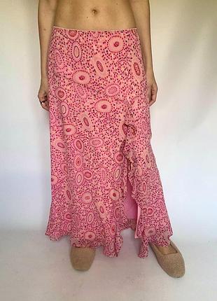 Шовкова спідниця з розрізом