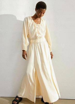 Длинное льняное платье с разрезами от h&amp;m