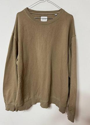 Толстовка реглан кофта мужская бежевая jack &jones, размер 2xl - 3xl
