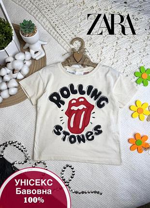 1+1=3 ❤️‍🔥 футболка оверсайз zara 2-3 92-98 бежева ролінг стоунз серія the rolling stones унісекс