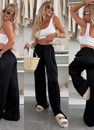 Шелковые брюки женские свободного кроя черные и шоколад