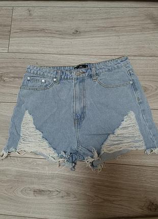 Джинсовые шорты с высокой посадкой missguided