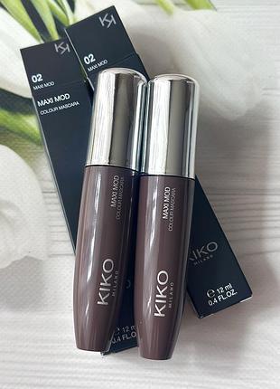Коричнева туш maxi mod colour mascara kiko milano