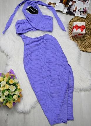 Платье миди с разрезом вырезами завязками платье