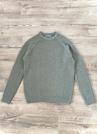 Джемпер крупної вʼязки оливкового кольору tu