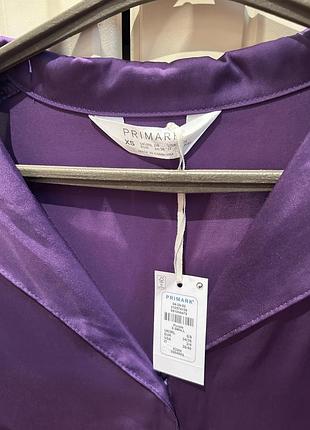 Сатинова блуза кофта primark на гудзиках з мереживом в підвісному стилі5 фото