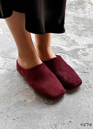 Sale женские замшевые бордовые шлепанцы летние натуральная замша лето