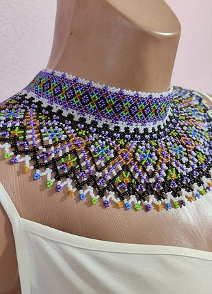 Женское народное ожерелье из чешского бисера - силянка