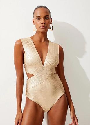 Золотистий купальник з вирізами на талії karen millen 🛍️1+1=3🛍️