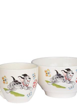 Набір дитячого посуду собачка 2 предмети 009-109 кераміка
