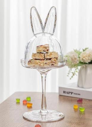 Емкость стеклянная для хранения с крышкой кролик 12х12х28 см 15100-007