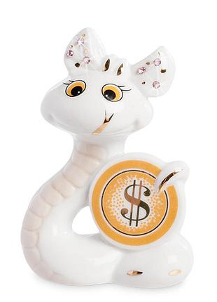 Статуэтка фарфоровая с позолотой змея с монетой 10 см 1104711