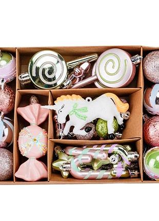 Набор елочных игрушек сказочный единорог 32 шт 19125-034 пластик