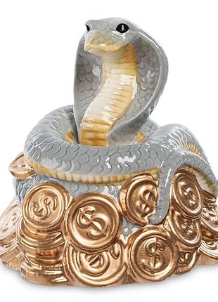 Фигурка фарфоровая pavone кобра на монетах 10 см 1104685 серая змея