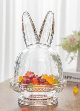 Емкость стеклянная для хранения с крышкой кролик 12х12х18 см 15100-009