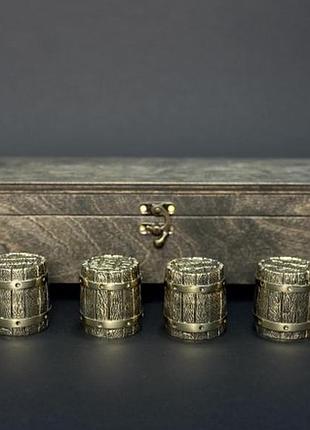 Стопки бронзовые перевертыши люкс nb art бочка 6 шт 30 мл 48440009 в деревянном кейсе