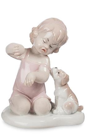 Статуэтка фарфоровая pavone девочка с щенком 11,5 см 1104677