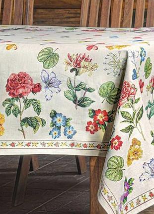 Скатертина гобеленова 140х140 см квіти 716-054