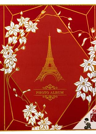 Фотоальбом с твердой обложкой париж 34х31х5,5 см на 500 фото 10х15 см 9136-015 красный