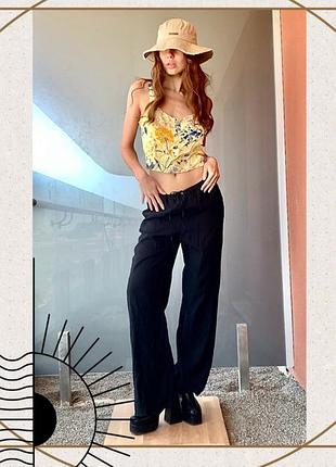 Чорні оверсайз легкі брюки завʼязки штани висока посадка тренд cosбохоmango duttiвільні oldmoney y2k