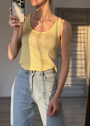 Желтая майка топ женский