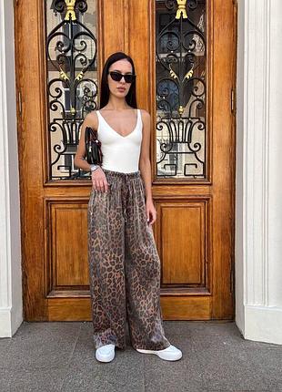 Штани плаццо леопардові