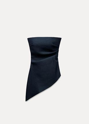 Темно синій топ zara, новий, розмір s ( але брати на xs краще)