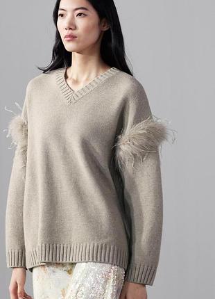 Светр оверсайз zara зі 100%-ї вовни з пір'ям