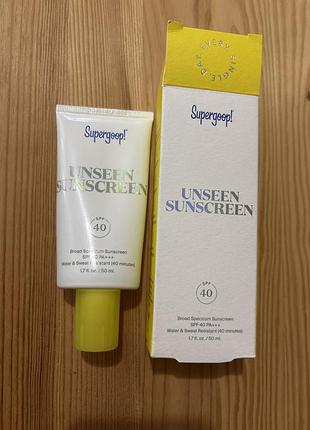 🔥-50%🔥 солнцезащитный прозрачный крем supergoop! unseen sunscreen spf 40 pa+++ 50 мл