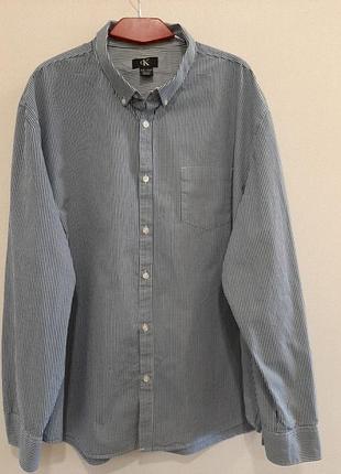 Хлопковая мужская рубашка от calvin klein с длинным рукавом, 100% original, p. 52-54 (2xl/3xl)