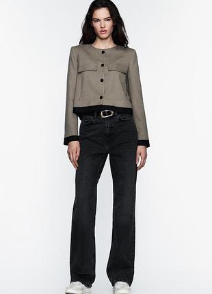 Zara укорочений блейзер гусина лапка