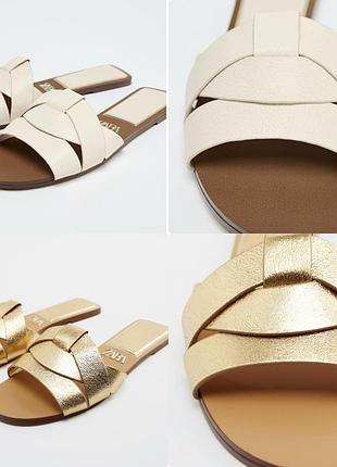 Жіночі шкіряні шльопанці zara