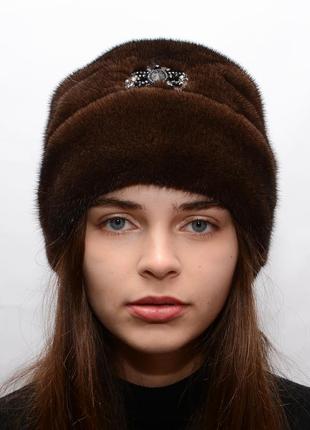Зимняя женская шапка из меха цельной норки2 фото