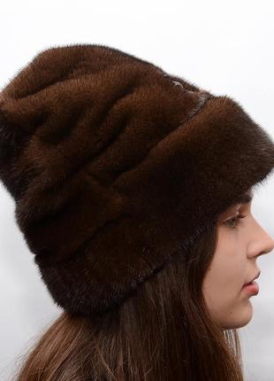 Зимняя женская шапка из меха цельной норки3 фото