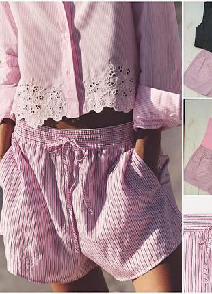 Легкие, летние поплиновые шорты в полоску от zara. незаменимые на лето.
