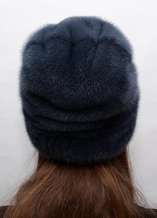 Зимняя женская шапка из меха цельной норки4 фото