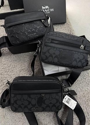 Сумка мужская coach оригинал кожаная кроссбоди мессенджер брендовая через плечо повседневная люкс стиль