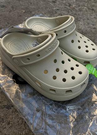 Дитячі крокси сабо на платформі crocs kids classic cutie clog bone беж