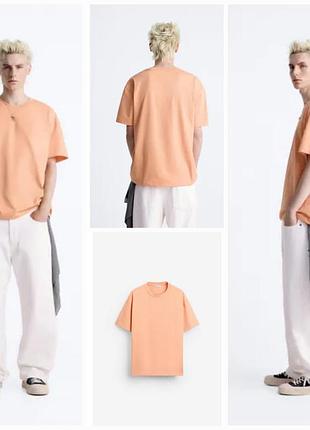 Крутая базовая футболка zara heavy web. шикарный цвет. унисекс