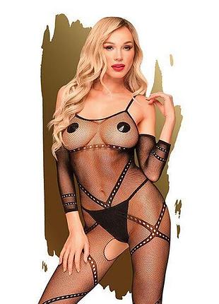 Бодистокінг із контрастним візерунком penthouse — under arrest black xl