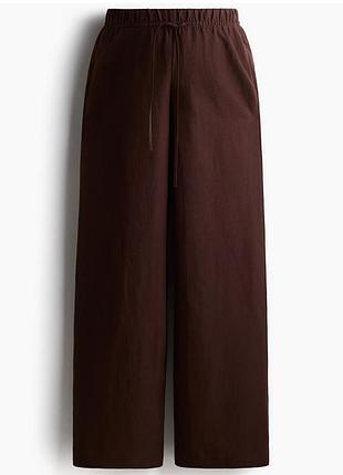 Льняні коричневі штани h&m брюки