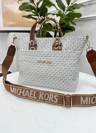 Премиум | сумка женская майкл корс шопер белый michael kors шоппер через плечо