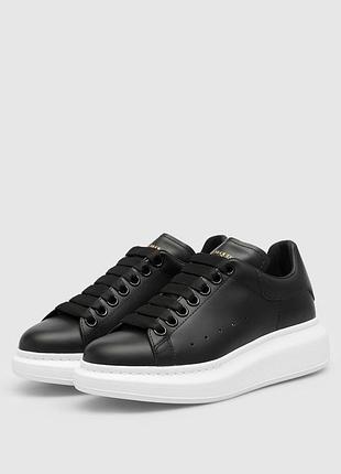 Жіночі кросівки alexander mcqueen black fur взуття олександр маккуїн чорні шкіряні розмір 38