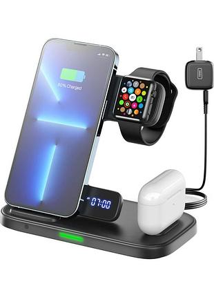 Бездротова зарядна станція iniu 3 в 1 apple, airpods iphone watch5 фото