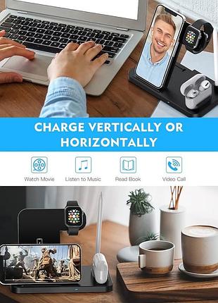 Бездротова зарядна станція iniu 3 в 1 apple, airpods iphone watch8 фото